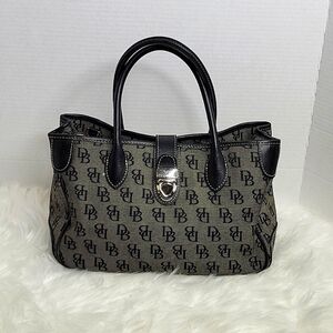 DOONEY & BOURKE Gray and‎ Black Silver Buckle Signature Satchel Purse